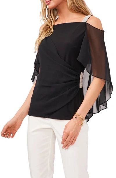 Chaus Drape Overlay Off The Shoulder Top In Black