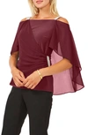 Chaus Drape Overlay Off The Shoulder Top In Mulberry