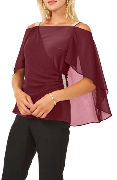 Chaus Drape Overlay Off The Shoulder Top In Mulberry