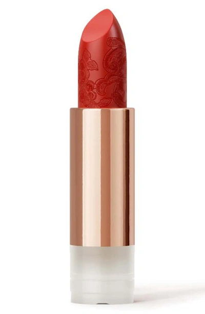 La Perla Refillable Matte Silk Lipstick In Tangelo Red Refill