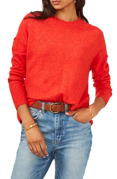 Vince Camuto Center Seam Crewneck Sweater In Crossfire Red