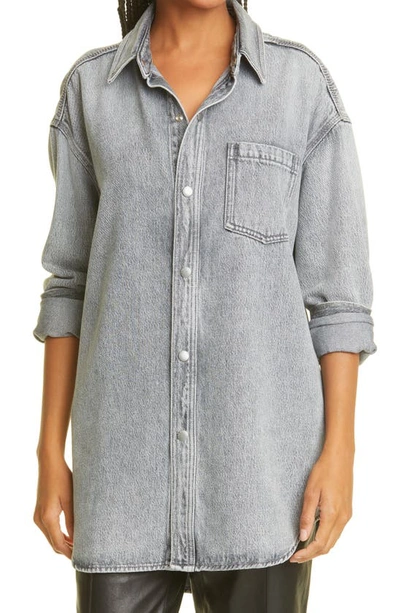 Rag & Bone Oversize Snap Front Denim Shirt In Diamond