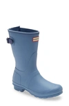 Hunter Original Short Back Adjustable Rain Boot In Bouvet Blue / Balder Blue