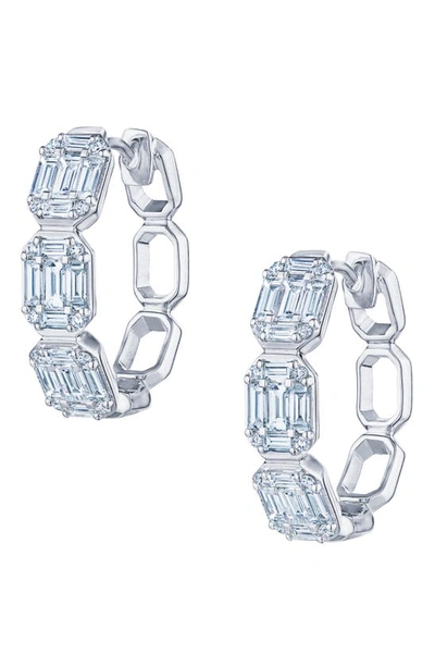 Kwiat Sunburst Diamond Huggie Hoop Earrings In White Gold