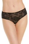 Skarlett Blue Floral Lace Thong In Black