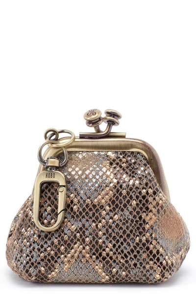 Hobo Run Clip-on Coin Pouch In Metal Snake