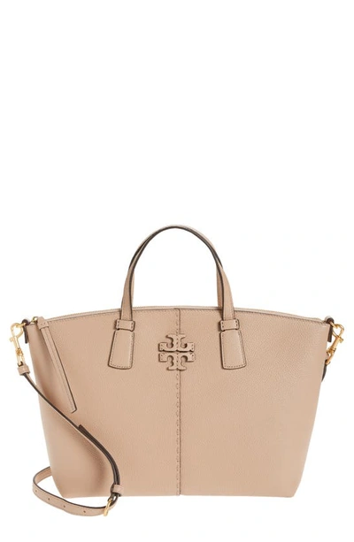 Tory Burch Mcgraw Leather Satchel In Devon Sand