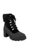 Splendid Mikayla Faux Shearling Trim Lace-up Boot In Black