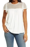 Loveappella Mesh Dot Shirt In Ivory