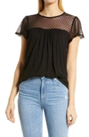 Loveappella Mesh Dot Shirt In Black