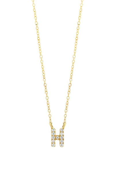 Bony Levy Icon Pavé Diamond Initial Pendant Necklace In 18k Yellow Gold - H