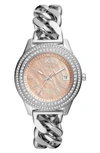 Fossil Stella Crystal Bezel Bracelet Watch, 37mm In Stainless Steel/ Pink