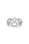 LAFONN LAFONN PAPERCLIP ALTERNATING BAND RING WITH SIMULATED DIAMONDS,R0465CLP