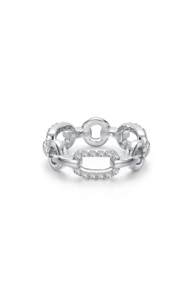 Lafonn Paperclip Alternating Band Ring With Simulated Diamonds In White