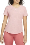 Nike One Luxe Dri-fit Short Sleeve Top In Rose/ Heather/ Silver