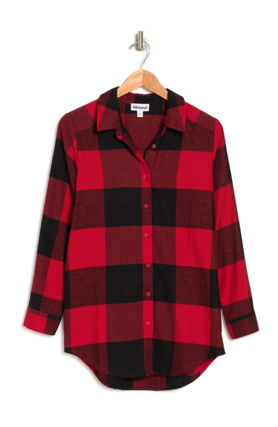 Abound Plaid Flannel Nightshirt In Red Chinoise Buffalo Plaid