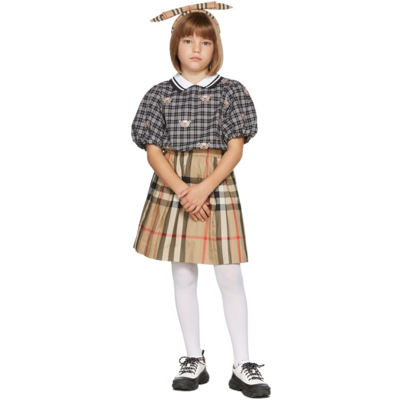 Burberry Kids Beige Check Hilde Pleated Skirt In Archive Beige Ip Chk