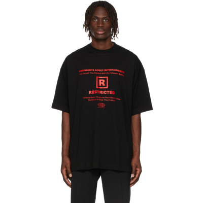 Vetements Black Limited Edition 18+ Restricted T-shirt In Schwarz