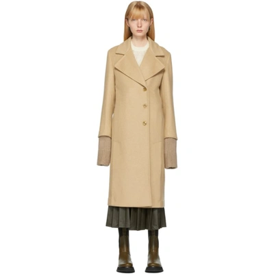 3.1 Phillip Lim / フィリップ リム Beige Double-breasted Long Coat In Soft Camel