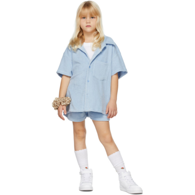 Gil Rodriguez Ssense Exclusive Kids Blue Terry Port Shorts In Pale Blue