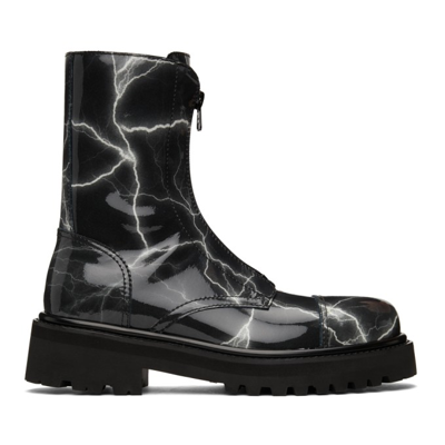 Vetements Lightning Zip-up Police Combat Boots In Black ModeSens