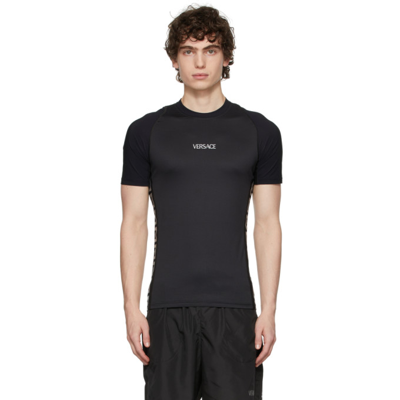Versace La Greca Crew-neck Performance T-shirt In Black