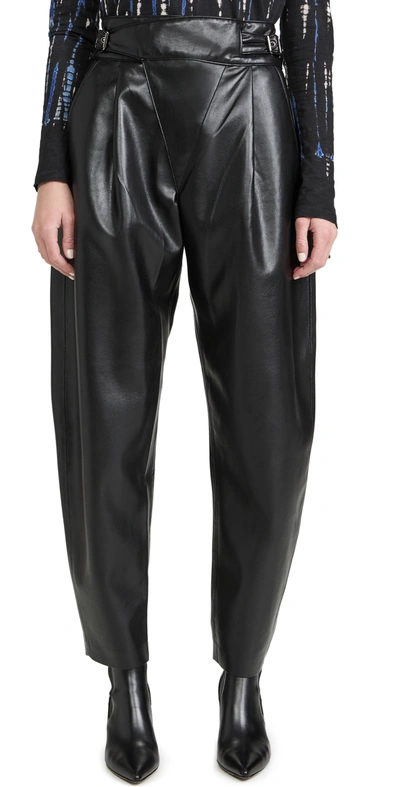 Agolde Vegan Leather Tapered Wrap Pants In Black