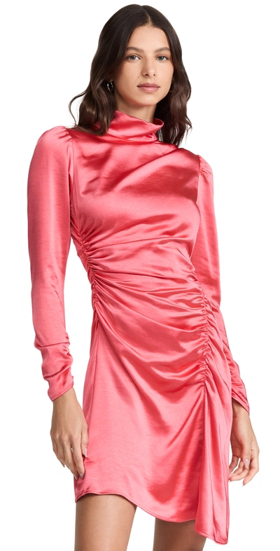 A.l.c Joss Ruched Asymmetric Satin Dress In Pink