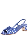 Caroline Constas Beck Sandals In Painted Gingham/navy Blue