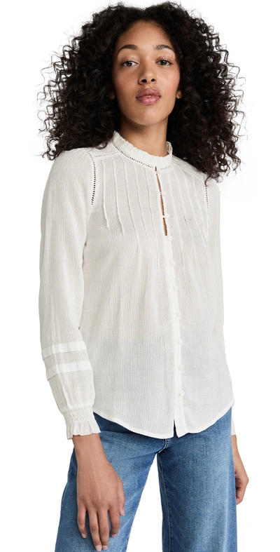 Faherty Willa Button Front Peasant Blouse In White