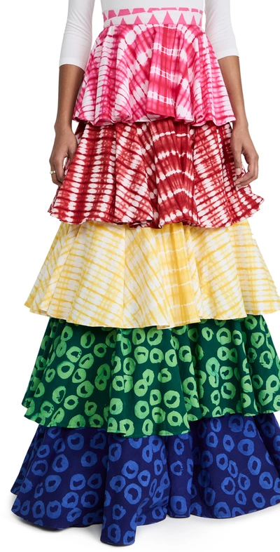 Studio 189 Multicolor Patchwork Tiered Ruffle Long Skirt