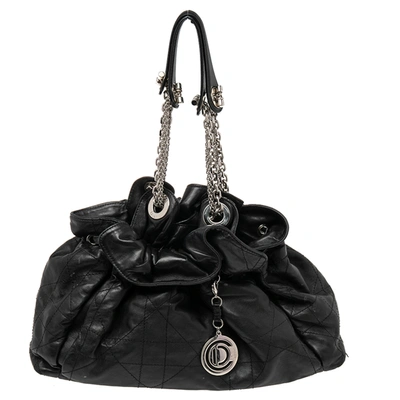 Pre-owned Dior Black Cannage Leather Le Trente Hobo