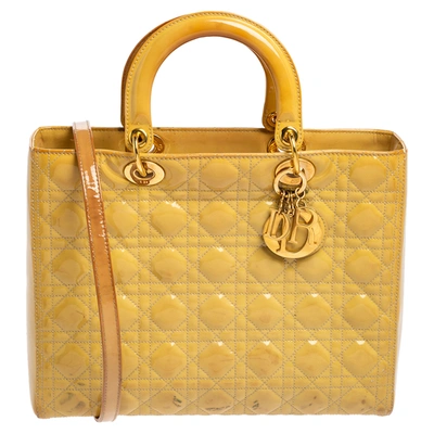 Pre-owned Dior Tote In Yellow