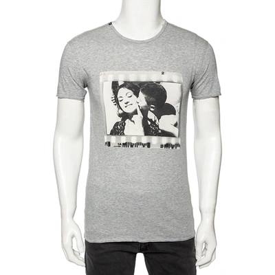 Pre-owned Dolce & Gabbana Grey Cotton Monica Bellucci Printed Cotton T-shirt Xs