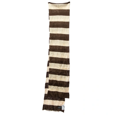 Pre-owned Giorgio Armani Brown & Beige Striped Knit Stole