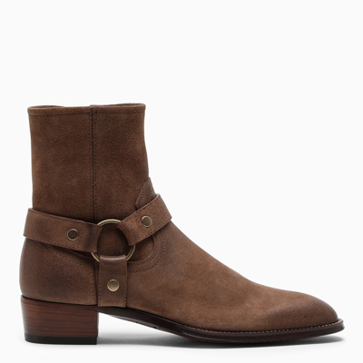 Saint Laurent Wyatt Boots In Brown Suede