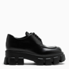 PRADA BLACK BRUSHED LEATHER MONOLITH LACE-UP SHOES,1E708LB055B4L-J-PRADA-F0002