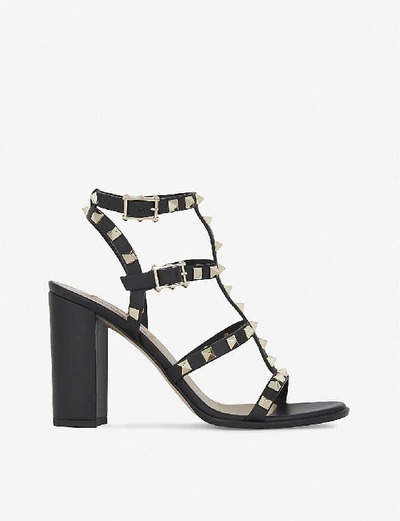 Valentino Garavani Womens  Rockstud 90 Leather Heeled Sandals In Black