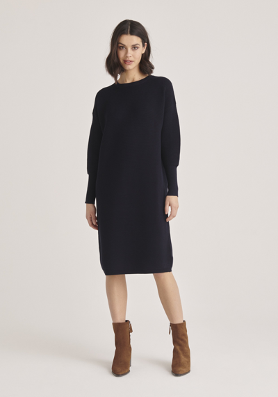 Paisie Flared Sleeve Knitted Dress In Blue,black