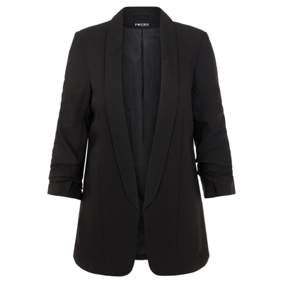 Pieces Ruched Sleeve Blazer In Black