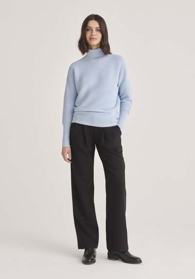 Paisie Roll Neck Ribbed Jumper In Blue