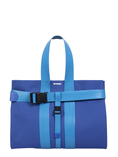 Sunnei Parallelepiped Messanger Bag In Blue