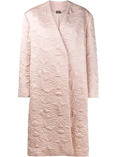 Alexander Mcqueen Butterfly Embroidered Cocoon Coat In Pink