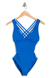 La Blanca Island Goddess Criss-cross Back One-piece Swimsuit In Royal