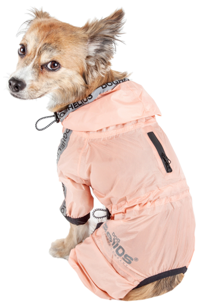 Pet Life Dog Helios 'torrential Shield' Waterproof Multi-adjustable Full Bodied Pet Dog Windbreaker Raincoat In Peach