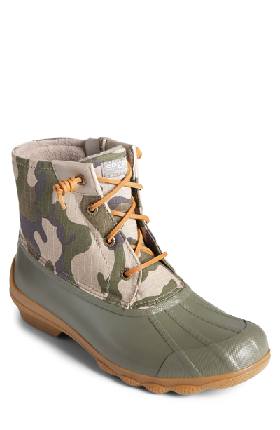 Sperry Syren Gulf Canvas & Rubber Boot In Green
