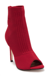 Nicole Miller Knitty Peep Toe Stiletto Bootie In Red