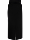Moncler Front Slit Knit Midi Skirt In Nero