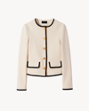 Nili Lotan Aubrey Cotton-blend Tweed Jacket In Ecru With Black Tape