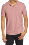 Theory Willem Flame Regular Fit Short Sleeve Slub Jersey Polo In Dusty Pink